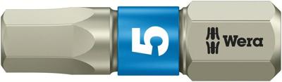 Wera 3840/1 TS Bits Zeskant, RVS, Hex-Plus, 5.0 x 25 mm - 1 stuk(s) - 05071075001
