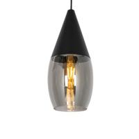 QAZQA Moderne hanglamp zwart met smoke glas - Drop - thumbnail