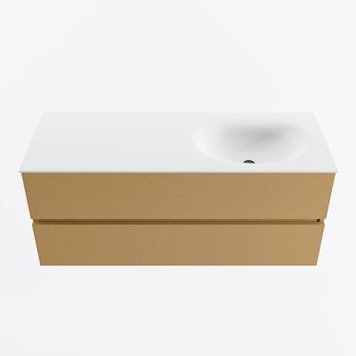 MONDIAZ VICA 120cm badmeubel onderkast Oro 2 lades. Wastafel MOON rechts zonder kraangat, kleur Talc.