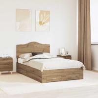 Bedframe met hoofdeinde Artisan Eiken 135 x 190 cm Bewerkt hout - thumbnail