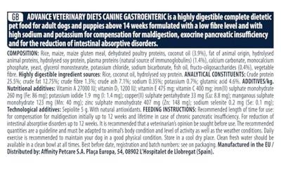 ADVANCE VETERINARY DIET DOG GASTROENTRIC SPIJSVERTERING - thumbnail