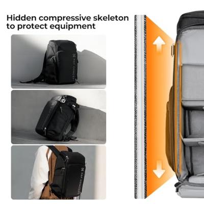 K&F Concept Alpha Air camera rugzak 25L met uitbreidbare opslag en regenhoes - zwart