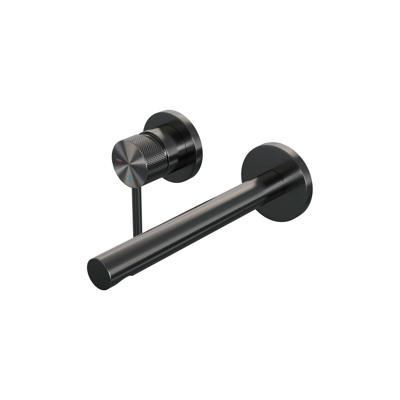 Brauer Gunmetal Carving Inbouw Wastafelmengkraan met Rechte Uitloop en Rozetten Model A2 Gunmetal Geborsteld PVD