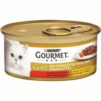 Gourmet Gold Cassolettes met rund, kip, tomaat in saus natvoer kat (85 g) 2 trays (48 x 85 g) - thumbnail