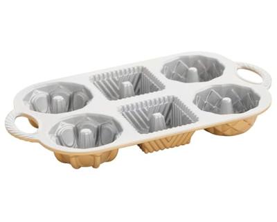 Nordic Ware Mini Tulband / Bakvorm Geo Bundtlette - Gietaluminium - Goud - 6 stuks