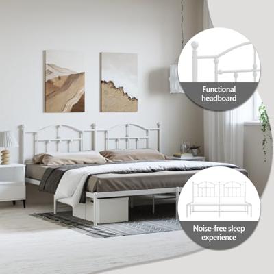 Bedframe met hoofdbord metaal wit 193x203 cm Bedframe met hoofdbord metaal wit 193x203 cm