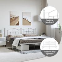 Bedframe met hoofdbord metaal wit 193x203 cm - thumbnail