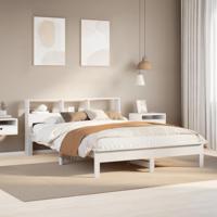 Bedframe zonder matras massief grenenhout wit 140x190 cm - thumbnail