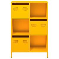 Hoge kast 68x39x103,5 cm staal mosterdgeel - thumbnail