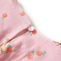 Kinderjurk met trekkoord puppy's en fruitprint 140 lichtoranje - thumbnail
