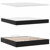 Ottoman bed met matrassen 200x200cm kunstleer zwart - thumbnail
