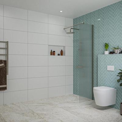 Fortifura Galeria inloopdouche - 50x200cm - ribbelglas - wandarm - Geborsteld Gunmetal PVD SW797947/SW797907