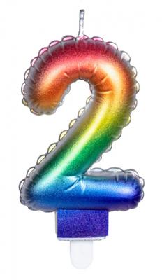 Kaarsje Regenboog Cijfer 2