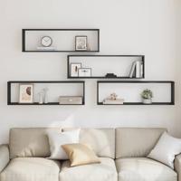 Wandrekken Kubusvormige 4 st 100x15x30 cm spaanplaat zwart - thumbnail