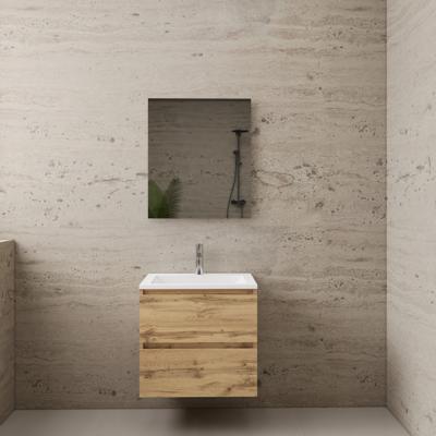 ACTIE BWS Badmeubel | Paris | Dakota Oak 60 cm | Mat Wit Wastafel | 1 Kraangat