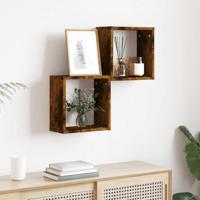 Wandrekken kubus 2 st 30x15x30 cm gerookt eiken - thumbnail