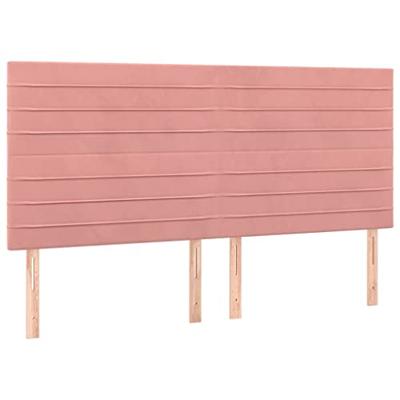 Bedframe met hoofdeinde fluweel roze 180x200 cm
