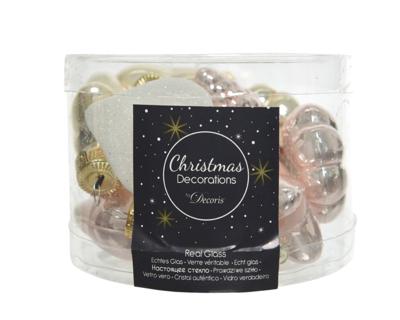 Figuur glas mix lichtroze 12st Kerst Decoris - Decoris