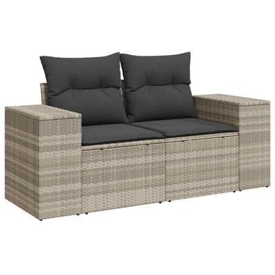 4-delige Loungeset met kussens poly rattan lichtgrijs - thumbnail