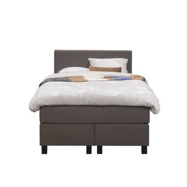 Boxspring Liv geblokt - donkerbruin - 120x200 cm - vierkante poot - Leen Bakker
