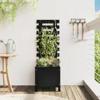 VidaXL Plantenbak met rek 39x39,5x114 cm massief grenenhout zwart - thumbnail