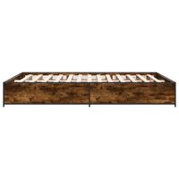 Bedframe bewerkt hout metaal gerookt eikenkleurig 150x200 cm - thumbnail