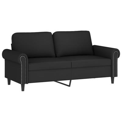2-delige Loungeset met kussens fluweel zwart - thumbnail