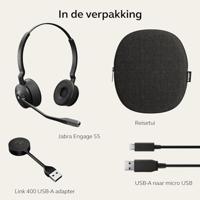 Jabra Engage 55 draadloze stereo headset met Link 400 USB-A DECT adapter - noise cancelling microfoon, groot bereik en gehoorbescherming - MS Teams gecertificeerd, werkt met andere platformen - zwart - thumbnail