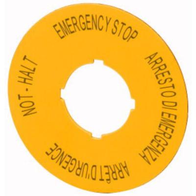 Eaton M22-XBK11 121372 Opschriftbord Voor noodstop (Ø x h) 60 mm x 60 mm NOT-HALT (de, en, fr, it) Geel 1 stuk(s) Piece