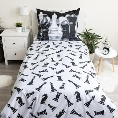 Sweet Home Dekbedovertrek - Chess horse - 140 x 200 cm Zwart/wit