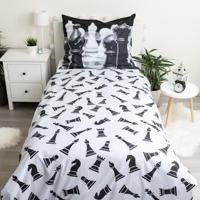 Sweet Home Dekbedovertrek - Chess horse - 140 x 200 cm Zwart/wit - thumbnail