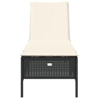 Ligbed met kussen poly rattan zwart - thumbnail