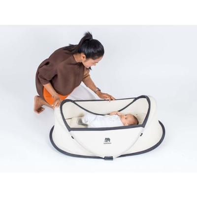 DERYAN Reisbedje pop-up Infant Baby met klamboe crème
