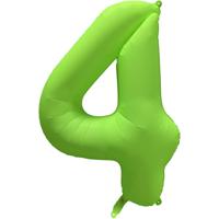 Folieballon Cijfer 4 Neon Groen (86cm) - thumbnail
