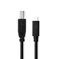 Nedis CCGB60650BK20 Usb-kabel Usb 2.0 Usb-c™ Male Usb-b Male 480 Mbps Vernikkeld 2.00 M Rond Pvc Zwart Doos - thumbnail