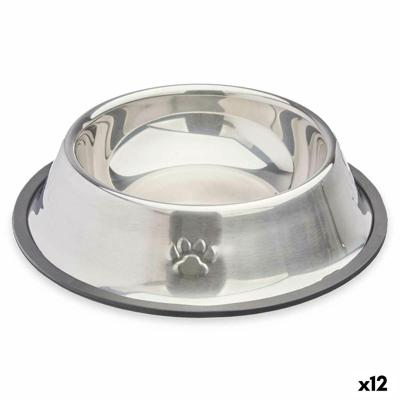 Voerbak voor honden Mascow Grijs Zilverkleurig Rubber Metaal 22 x 5 x 22 cm 22 x 6 x 22 cm (12 Stuks)