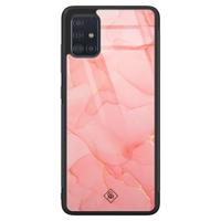 Samsung Galaxy A71 glazen hardcase - Marmer roze - thumbnail