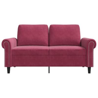 Tweezitsbank 120 cm fluweel wijnrood