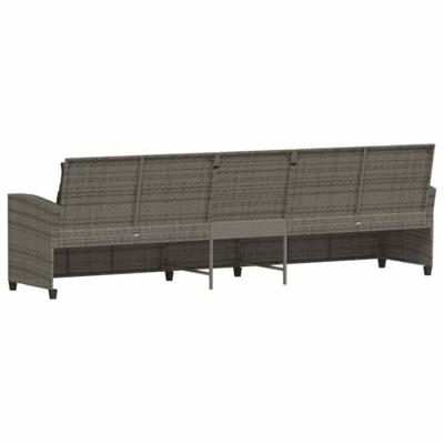 Tuinbank 5-zits met kussens poly rattan grijs