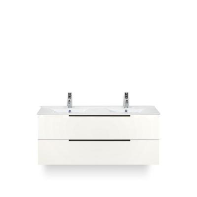 Seville Badmeubelset 120 cm - 2 laden Wit Hoogglans Edge greep - Wastafel Enjoy Dubbel