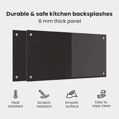VidaXL Keuken achterwand 2 pcs zwart 80 x 40 cm gehard glas