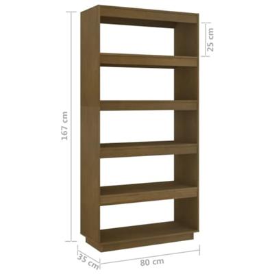 Boekenkast/kamerscherm massief grenenhout honingbruin