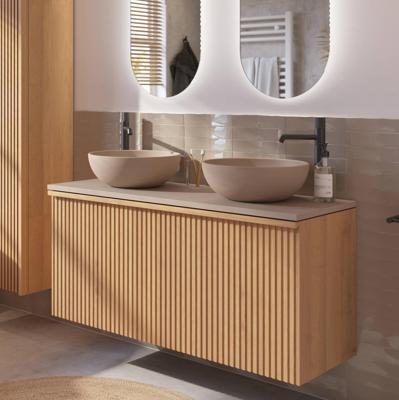 Ben Linea badmeubel incl. beige betonnen waskommen 120x45x71cm eiken naturel