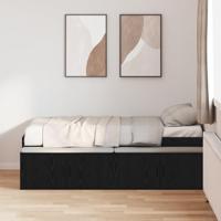 Opbergbedframe met opslag Zwart eiken 80 x 200 cm Bewerkt hout - thumbnail