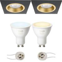 Philips Hue Inbouw LED Spot Set GU10 - Mat Zwart/Goud - White Ambiance - thumbnail