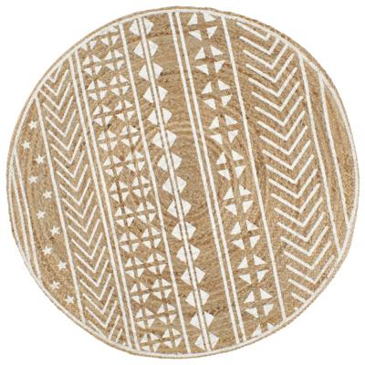 VidaXL Vloerkleed handgemaakt met witte print 150 cm jute