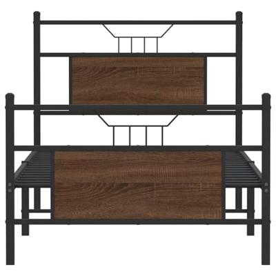 Bedframe zonder matras bewerkt hout bruin eikenkleur 90x190 cm Bedframe zonder matras bewerkt hout bruin eikenkleur 90x190 cm