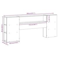 Hoofdbord met opbergruimte 200 cm massief grenenhout wasbruin - thumbnail