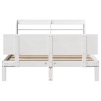 Bedframe met hoofdbord massief grenenhout wit 150x200 cm - thumbnail