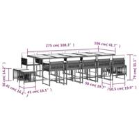 15-delige Tuinset met kussens poly rattan grijs - thumbnail